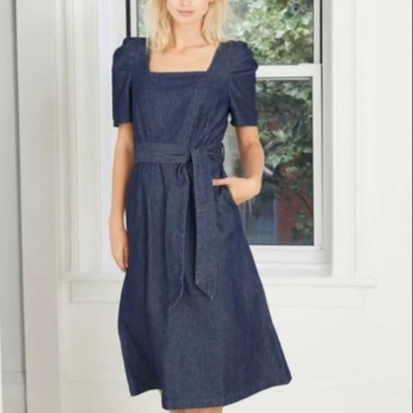 white christmas dresses Cannon Belted Denim Mini Dress – VICI main image 0